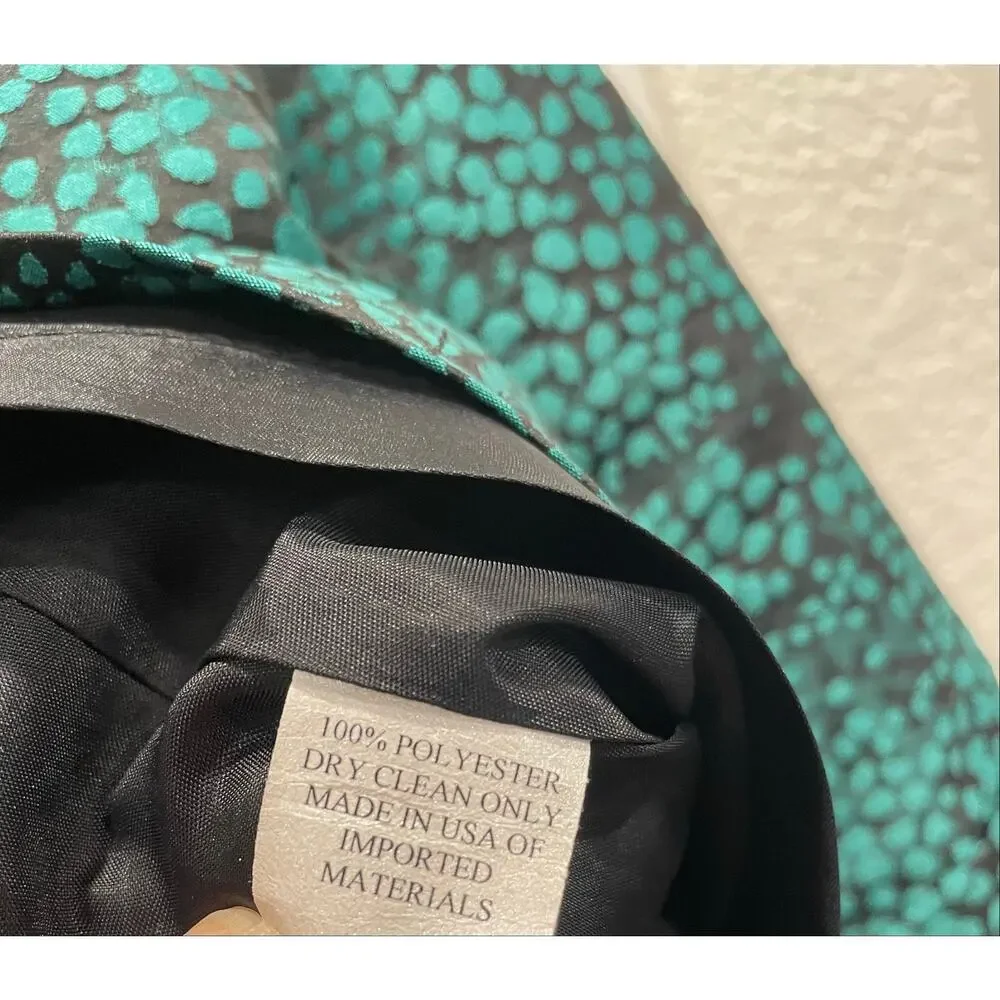 Caroline Rose Jacket XS Green Black Textured Embossed Dot Art to Wear Lagenlook